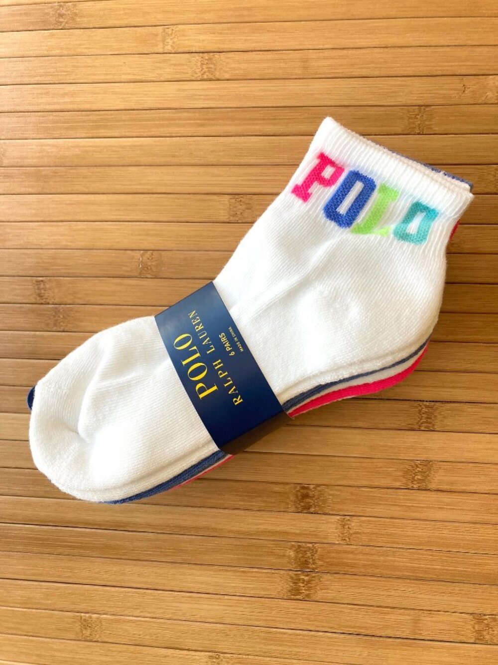 Polo Ralph Lauren 6-Pair Ankle Socks Womens Size 9-11 Multicolor NWT